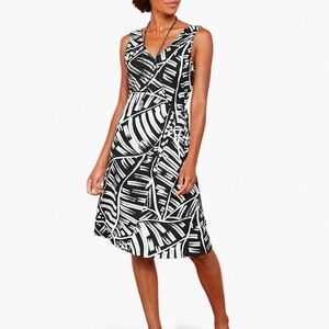 NIC+ZOE Moonlight Palm Sleeveless Stretch Knit A-Line Midi Dress Size Small